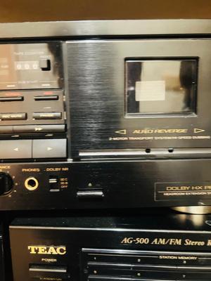TEAC HOME STEREO RECEIVER, CASSETTE DECK AND CD CHANGER W/REMOTES