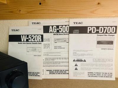 TEAC HOME STEREO RECEIVER, CASSETTE DECK AND CD CHANGER W/REMOTES