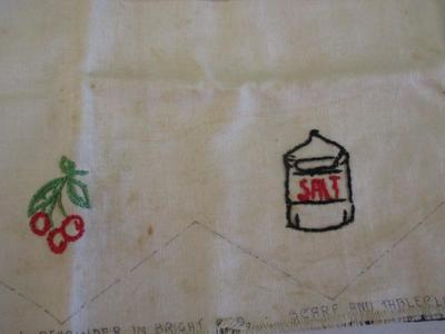 Vintage Hand-Embroidered Linen Floral Design #7