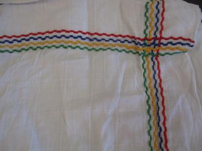 Vintage Hand-Embroidered Linen Floral Design #7
