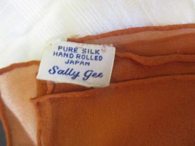 Vintage Sally Gee & Vera Silky Scarf Made Japan Hand Rolled & Assorted Other Brands Of Scarfs & Handkerchiefs #8