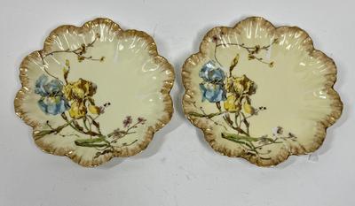 Lot of 2 Antique Limoges France A Lanterier Porcelain Scallop Plates