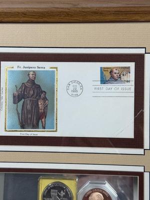 Father Junipero Serra First Day Cover and 2 Commemorative Coins