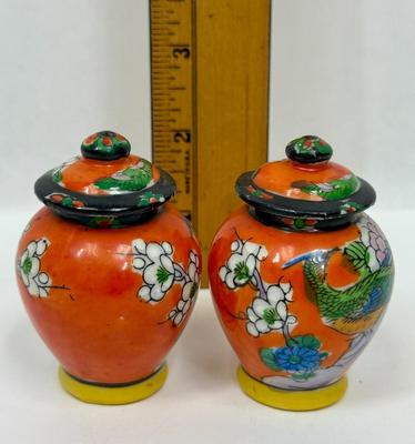 2 Small Miniature Vintage Gold Castle Ginger Jars made in Japan