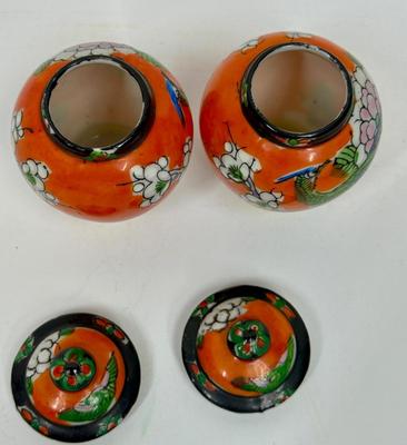 2 Small Miniature Vintage Gold Castle Ginger Jars made in Japan