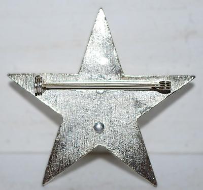 Silver Colored ANCHOR BROOCH (2" x 2") on an Enameled 5 Point STAR and Silver Tone Setting