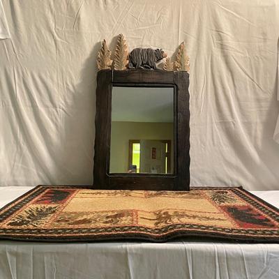 Decorative Mirror w/ Carved Bear & Door Mat (GB2-RG)