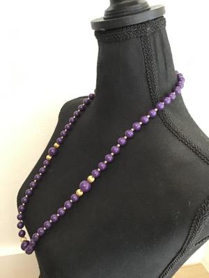 Vintage Purple and Gold Beaded Necklace