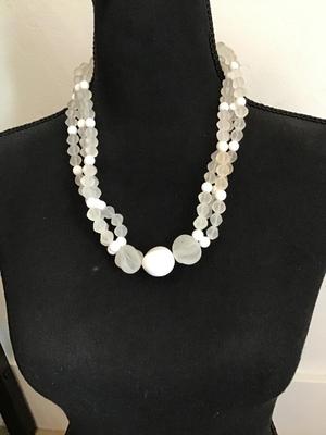 Vintage, white and clear beaded necklace