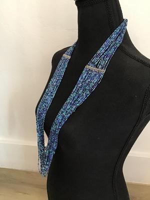 Blue beaded statement, necklace