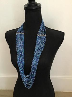 Blue beaded statement, necklace