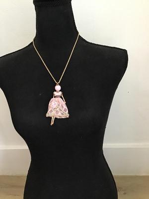 Vintage ballerina, girl necklace
