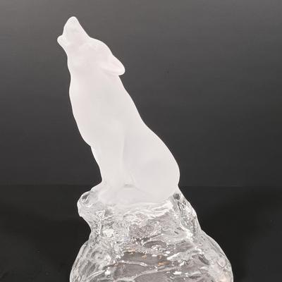 LOT 3: Set of (4) Cristal d'Arques and Hometrends Crystal Sculptures- Fox, Eagles & Wolf