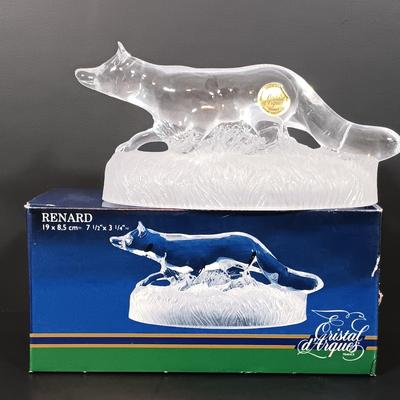 LOT 3: Set of (4) Cristal d'Arques and Hometrends Crystal Sculptures- Fox, Eagles & Wolf