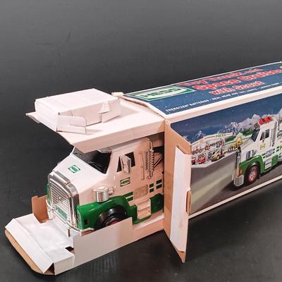 LOT 24: Miniature Hess Trucks, Texaco Havoline Racing Die-cast 1994 Bank, Mobil Collectible Toy Truck & More