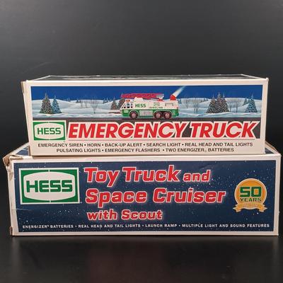 LOT 24: Miniature Hess Trucks, Texaco Havoline Racing Die-cast 1994 Bank, Mobil Collectible Toy Truck & More