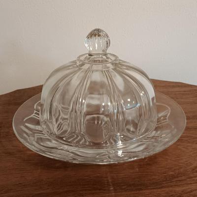 LOT 139: Vintage Side Table with Cookbooks, Anchor Hocking Tartan Pitcher, Queen Mary Candle Holders & More