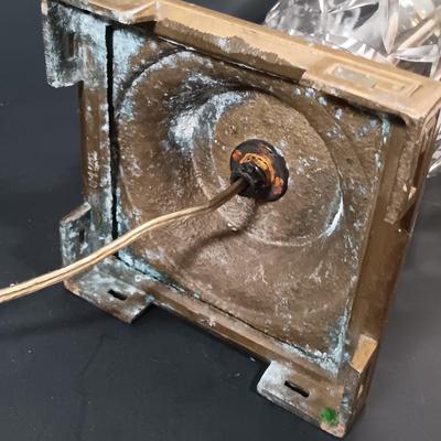 LOT 145: Green Glass Lamp with Marble Base & Crystal and Brass Lamp
