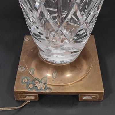 LOT 145: Green Glass Lamp with Marble Base & Crystal and Brass Lamp