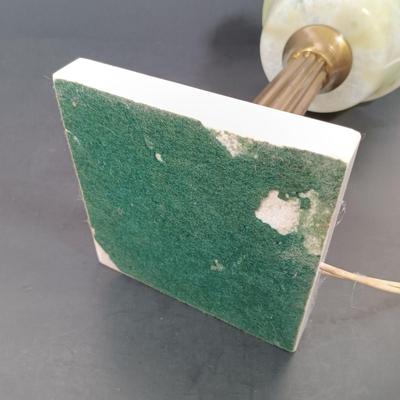 LOT 145: Green Glass Lamp with Marble Base & Crystal and Brass Lamp