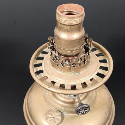 LOT 146: Gone with the Wind Style Electrified Oil Lamps with Milk Glass Shades