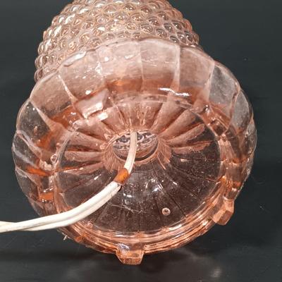 LOT 149: Vintage Lustreware Petite Table Lamp with Pink Hobnail Table Lamp