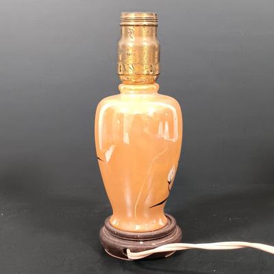 LOT 149: Vintage Lustreware Petite Table Lamp with Pink Hobnail Table Lamp