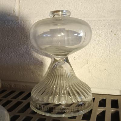 LOT 160: Collection of Vintage Glass Oil Lamps - Handpainted Milk Glass Lamp, Eagle, Waterbury & More