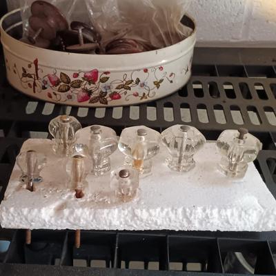 LOT 162: Vintage Beaded Glass Lamp Parts with Porcelain, Glass and Brass Knobs & More