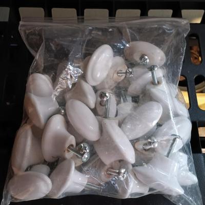 LOT 162: Vintage Beaded Glass Lamp Parts with Porcelain, Glass and Brass Knobs & More