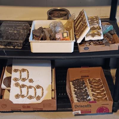 LOT 190: Antique Hardware - Metal Door Handles, Wood Furniture Accents & More