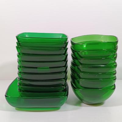 LOT 205: Anchor Hocking Forest Green Coffee Cups, Sugar Bowls, Bowls & More