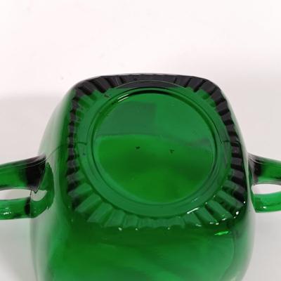 LOT 205: Anchor Hocking Forest Green Coffee Cups, Sugar Bowls, Bowls & More