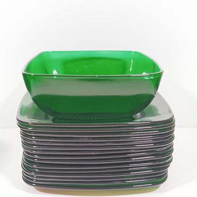 LOT 205: Anchor Hocking Forest Green Coffee Cups, Sugar Bowls, Bowls & More