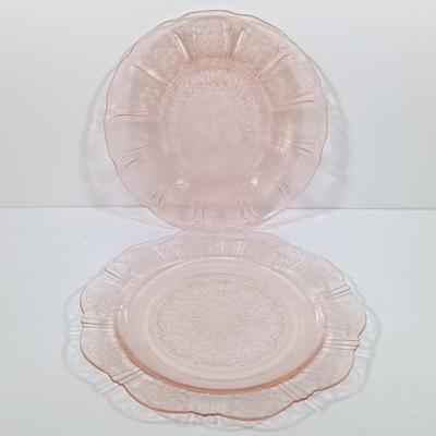 LOT 208: Pink Depression Glass Dishes - Bubble Bowl, Oyster and Pearl Bowl, Pitcher & More