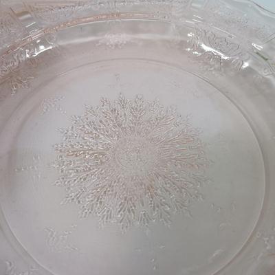 LOT 208: Pink Depression Glass Dishes - Bubble Bowl, Oyster and Pearl Bowl, Pitcher & More