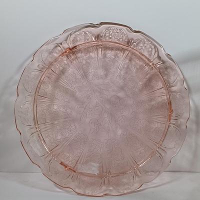 LOT 208: Pink Depression Glass Dishes - Bubble Bowl, Oyster and Pearl Bowl, Pitcher & More