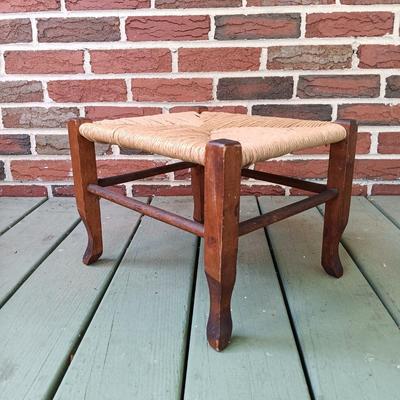 LOT 214: Shaker Style Rattan Seat Child's Chair and Stool