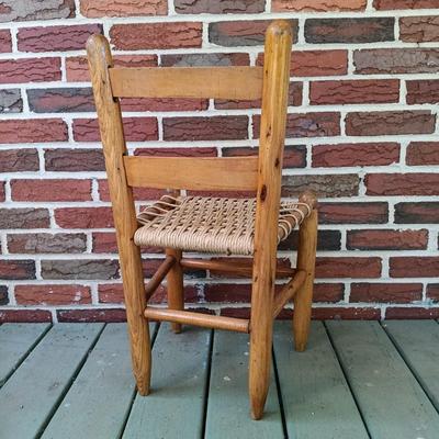 LOT 214: Shaker Style Rattan Seat Child's Chair and Stool