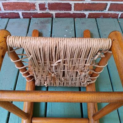 LOT 214: Shaker Style Rattan Seat Child's Chair and Stool
