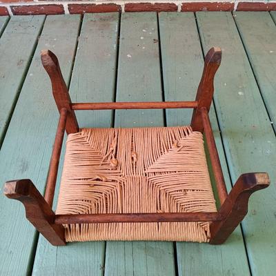 LOT 214: Shaker Style Rattan Seat Child's Chair and Stool