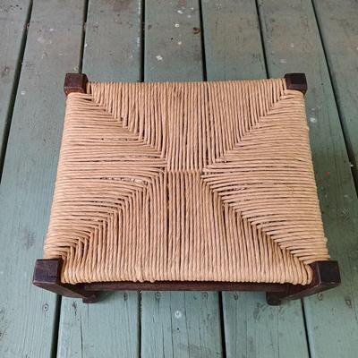 LOT 214: Shaker Style Rattan Seat Child's Chair and Stool