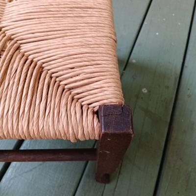 LOT 214: Shaker Style Rattan Seat Child's Chair and Stool