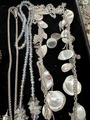 Costume Jewelry Lot H - Silver Tone, Lavender, w/ crystals