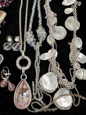 Costume Jewelry Lot H - Silver Tone, Lavender, w/ crystals