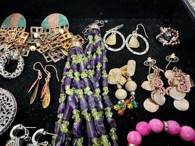 Costume Jewelry Lot T - Multi Color Amethyst, and Enamel , Pink & Coral colors