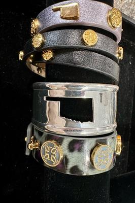 Costume Jewelry Lot W - Rustic Cuff 2 Oklahoma, Leather wrap and Animal print