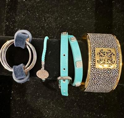 Costume Jewelry Lot X - Rustic Cuff - Sting Ray , Turquoise and Navy
