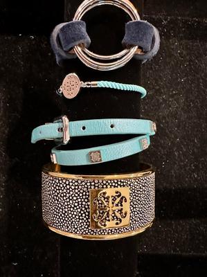 Costume Jewelry Lot X - Rustic Cuff - Sting Ray , Turquoise and Navy