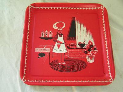 Mid Century Modern Marcelline Stoyke steel tray for BBQ chef C.1950s